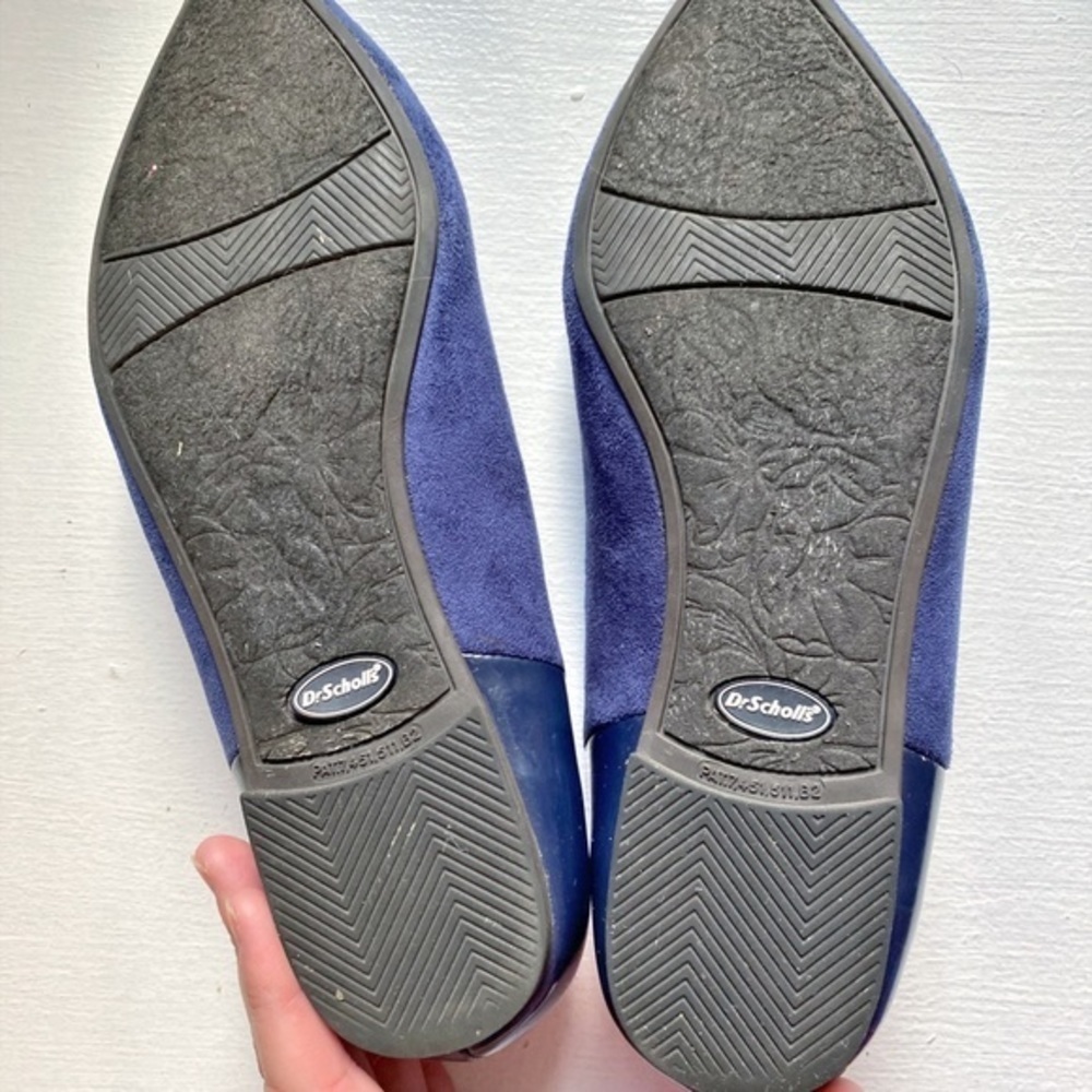 Dr. Scholl’s memory foam pointed toe Blue Crushed Velvet flats - Picture 8 of 9